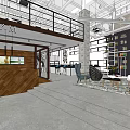 Modern Gym Front Desk Reception With Wooden Counter Lounge Area And Industrial Elements