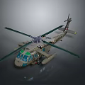 Military Olive Green Helicopter with Rotors Cockpit and Fuselage Details