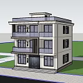 Modern Three Story Detached Villa With Balconies Large Windows And Greenery Around
