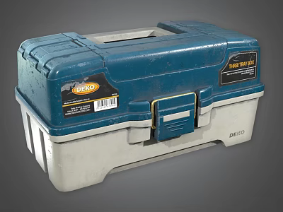 DEKO Durable Blue Grey Tool Box Storage Case for Hardware Tools 3d model