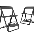 Two Modern Folding Leisure Chairs With Black Frame And Simple Design 3d model