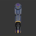 Futuristic Sci Fi Weapon With Blue Yellow Purple Mechanical Design And Barrel Components