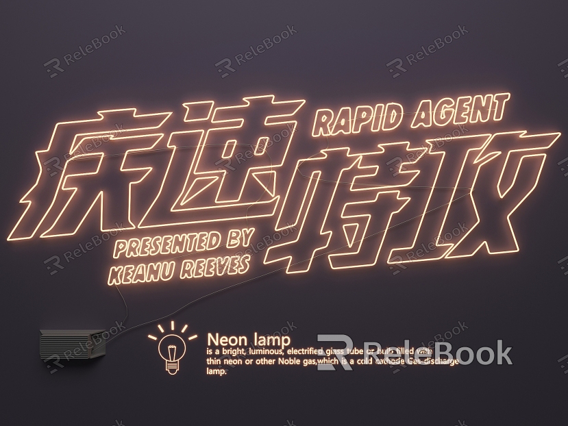 Neon light luminous words advertising lights advertising words model