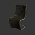 Stylish Modern Black Leisure Chair With Curved Backrest And Sleek Metal Legs