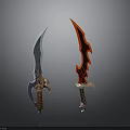 Stylish Weapon Knives With Blue and Red Blades And Ornate Decorative Handles
