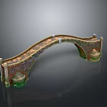 Intricate Decorative Arch Bridge 3D Model Featuring Detailed Piers And Ornate Design