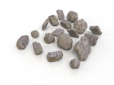 Natural Rough Stone Materials With Irregular Shapes For Construction And Design 3d model