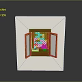 Stylish Built in Wooden Cabinet with Glass Doors Interior Shelf Holding Small Plant and Decor