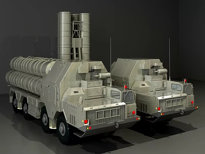 Military Weapon System With Missile Launcher Vehicles Featuring Multiple Launch Tubes And Wheeled Design 3d model