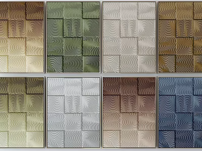 Collection of Colorful Textured Tiles Featuring Various Patterns And Hues 3d model