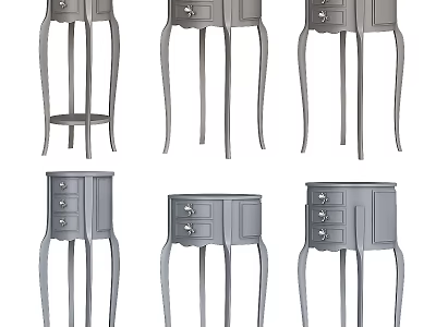 Elegant Modern Gray Decorative Cabinets With Drawers And Delicate Legs 3d model