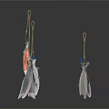 Hanging Aquatic Animals Fish In Different Sizes And Colors Displayed On Hooks