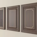 Dark Brown Wooden Wardrobe Doors With Different Designs Including Lattice And Gold Frames