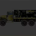 Vintage Yellow Military Tank With Black Fuel Tank And Six Large Wheels