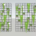 Vertical Garden Decor With Grid Structure And Lush Green Plants 3d model