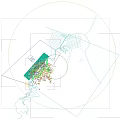 Aerial View Planning of Lush Greenery and Lake with Residential Buildings and Winding Paths