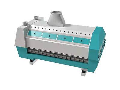 Agricultural Equipment With White And Teal Body Large Mechanical Structure Holes And Pipes 3d model