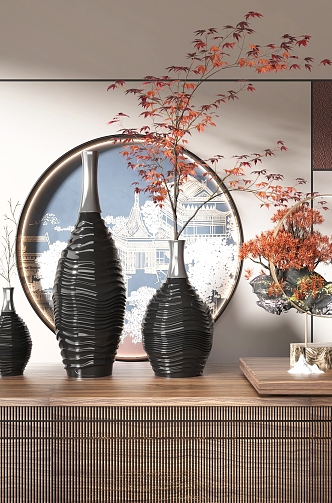 New Chinese Style Interior Decoration Ceramic Vase Table Plant Flower Decoration 3d model