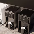 Modern Water Dispensers With Digital Temperature Display And Mugs In Front White Gray Black