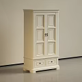 White Wardrobe With Double Doors Square Panels And Bottom Drawers 3d model