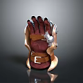 Medieval Gauntlet Weapon With Metallic Plates Leather Straps And Buckle Design