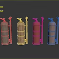 Unique Fire Extinguisher Shaped Weapons In Various Colors With Attached Pipes