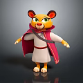 Cute 3D Lion Cub Game Movie Character With Green Eyes White Robe And Red Cape