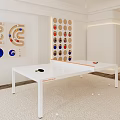 Modern Indoor Sports Equipment Setup With Table Tennis Table And Wall Mounted Gear
