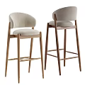 Modern Design Bar Stools With Wooden Frame And Light Colored Padded Seats