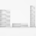 White Minimalist Modular Bookshelf Design With Open Shelves And Functional Storage Structure 3d model