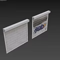 Clean and Graffiti Covered Roller Shutters Exterior View Side by Side 3d model