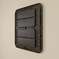 Rectangular Dark Textured Wall Decor With Brown Frame And Slate Design Panels