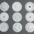 Decorative Ceiling Light Medallions with Various Ornate Patterns and Designs 3d model