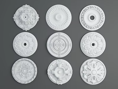 European-style lamp panel gypsum disc 3d model