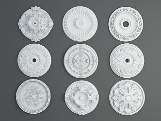 European-style lamp panel gypsum disc 3d model