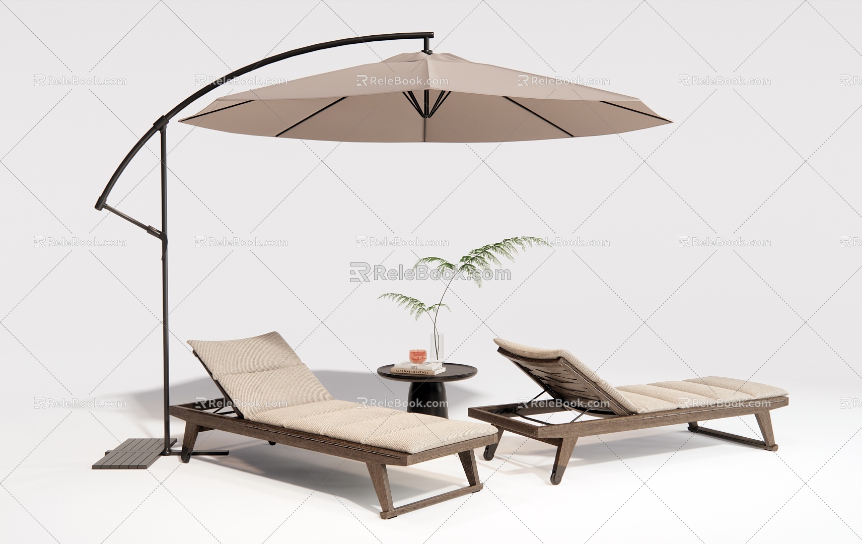 Outdoor Recliner Beach Chair Outdoor Chair Sun Umbrella 3d model