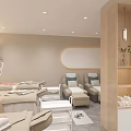Modern Beauty Salon Interior With Treatment Beds And Vanity Stations