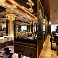Elegant Banquet Hall Interior With Ornate Ceiling Dining Tables And White Tablecloths