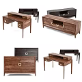 Stylish Walnut Decorative Cabinets With Drawers Doors And Metal Ring Handles Various Styles