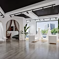 Elegant Bridal Shop Interior With Wedding Dresses Display Racks And Modern Lighting Plants