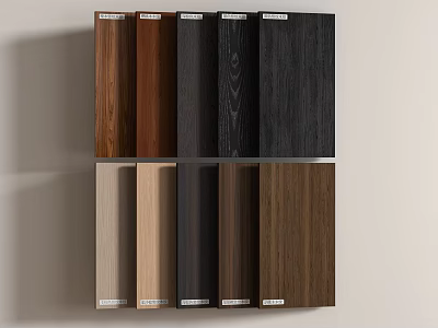 Display of Different Wood Grain Wall Panels Samples in Various Colors 3d model