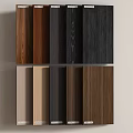 Display of Different Wood Grain Wall Panels Samples in Various Colors