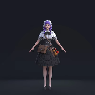 Modern game character European medieval beauty 3d model