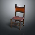 Classic Single Chair With Wooden Frame And Leather Seat Decorative Design