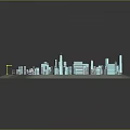 Future Architecture 3D City Model With Skyscrapers Construction Crane And Circular Plaza