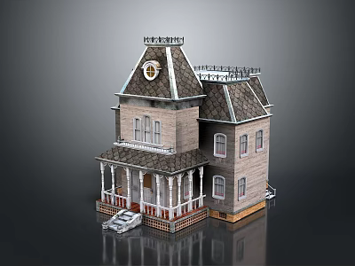 Beijing Art Museum Architectural Model With Classic Gabled Roof Porch Columns And Detailed Windows 3d model