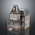 Beijing Art Museum Architectural Model With Classic Gabled Roof Porch Columns And Detailed Windows