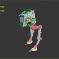 Futuristic Sci Fi Robot Character With Long Legs And Square Metallic Body