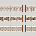 Traditional Chinese Wooden Railings With Intricate Carved Patterns And Various Designs