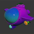 Purple Water Submarine With Blue Transparent Dome And Colorful Modern Design
